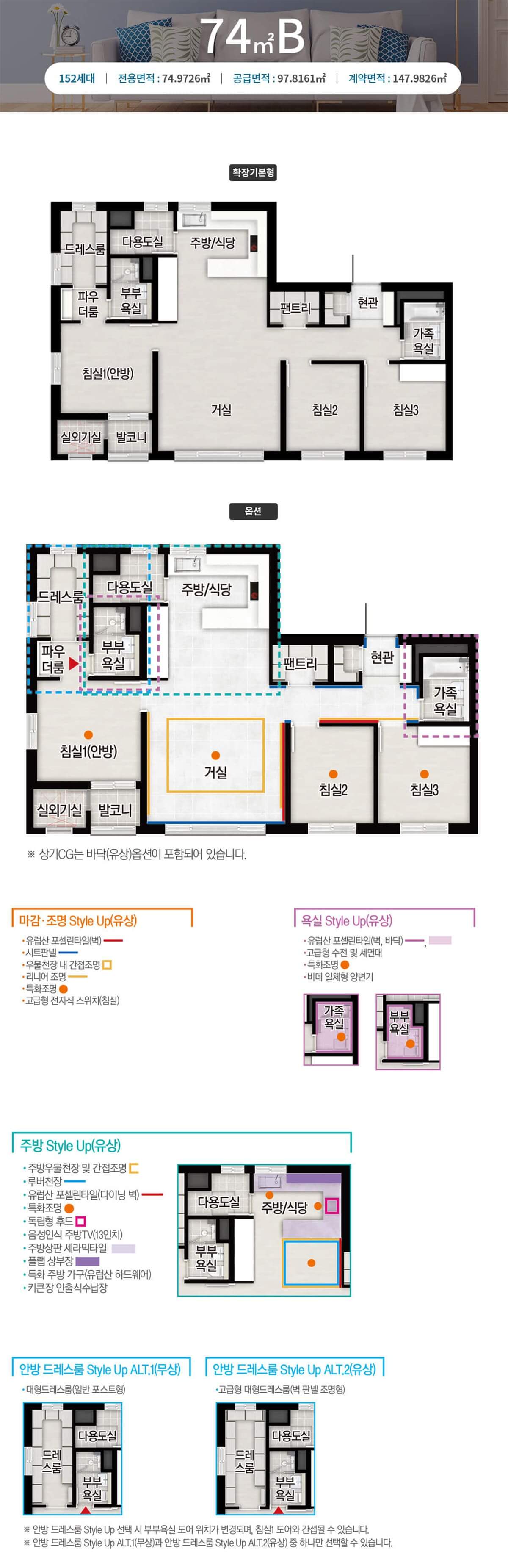 음성 자이 센트럴시티 74B 평면도 이면창 구조 및 방 배치
